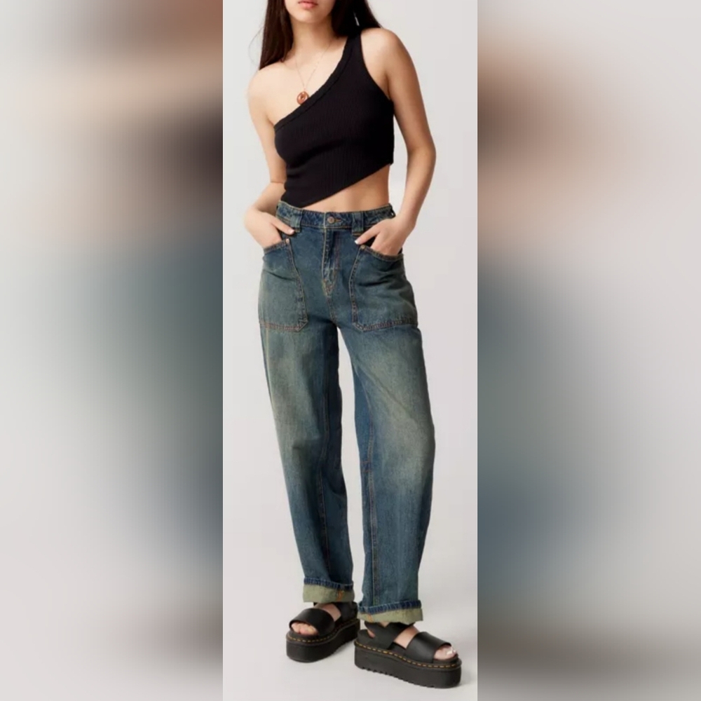 BDG Urban Outfitters Bella Women's Baggy Slouchy Overdyed Blue Jeans 26/Small